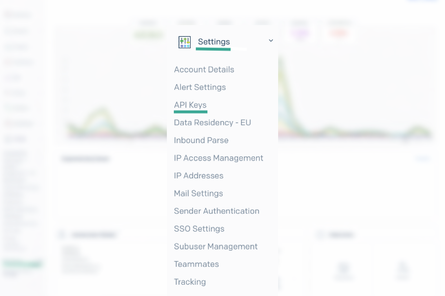 API Keys in the SendGrid Settings menu